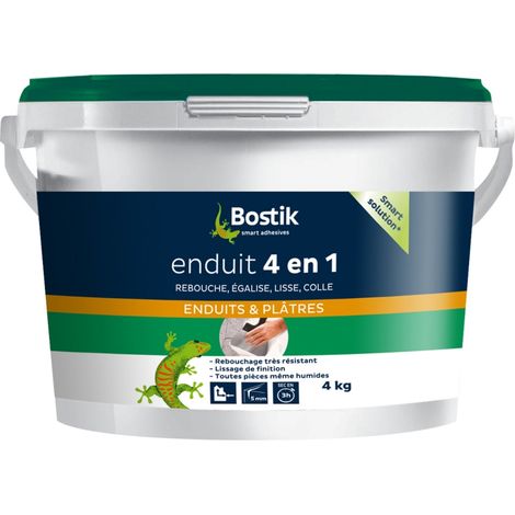 Enduit 4 en 1 pâte Bostik rebouchage et lissage  Conditionnement: 4KG