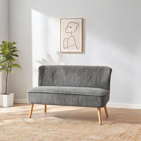 Canapé coloris gris en bois tissu mousse 117 x 56,5 x 77 cm (1/5)