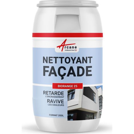 Nettoyant façade, rénovateur toiture, mur, crépis, plastique, rpe, peinture, enduits, béton, brique encrassée :  Rénovateur facades - 200 L  - ARCANE INDUSTRIES