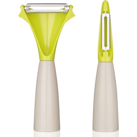 Universal-Schäler-Set, 2-teilig, für Obst und Gemüse, Standdesign, Universal-Schäler aus Edelstahl mit rotierenden Klingen, Doppelschneid-Schäler - Crezuo
