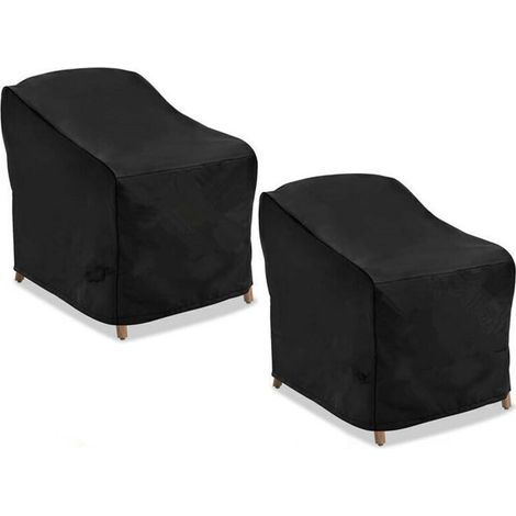 2-piece garden cover in waterproof 210D Oxford fabric, with drawstring and buckle – for stackable outdoor chairs (383130) (1/4)