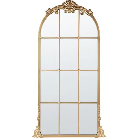 Espejo de pared decorativo con forma de ventana estilo glamuroso 66 x 124 cm en color dorado Noidan