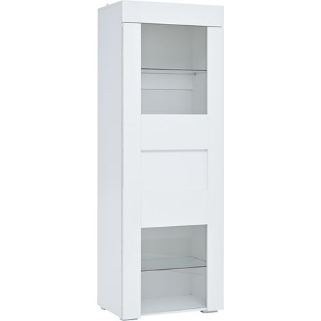 Vitrina alta blanca 60 x 40 x 170 cm con LED, puerta acrílica y estantes de cristal HOMVRA (1/5)