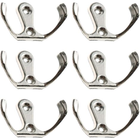 Lot de 6 Crochet double, Métal, Chromé, Zinc, Salle de bain, Chambre（Q3 : Nouveaux produits pour le mois d'août） (1/5)