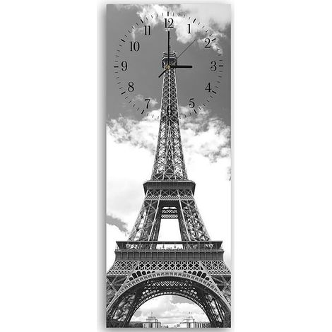 Horloge Murale Design Tour Eiffel en Monochrome - 30 x 90 cm