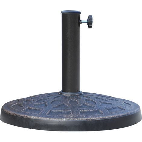 Pied de parasol rond en résine bronze, 12 kg, pour mâts de 38/48 mm, Ø 44 x 34 cm (1/5)