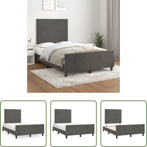 Kopfteil - Bettgestell ohne Matratze Dunkelgrau 120x200 cm Samt (1/5)