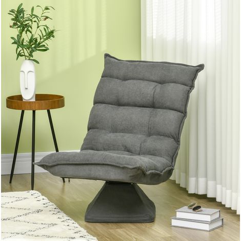 CHICFURN Poltrona da pavimento girevole 62 x 70 x 95 cm grigia in microfibra (1/5)
