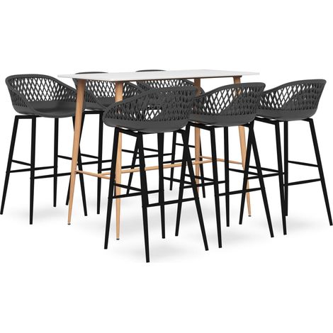 7-tlg. Bar-Set Weiß und Grau