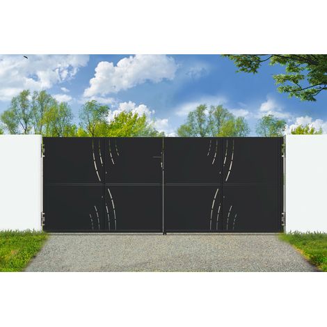 Portail acier noir mat 3,5m NALI VELETA H.140cm