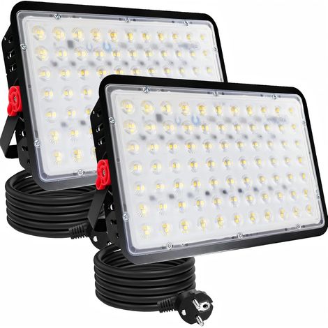 Projecteurs LED Extérieur 200W, Lot de 2 20000LM Spot led Extérieur IP66 étanche Projecteur Exterieur LED 6500K Blanc Froid Eclairage de Sécurité pour Jardin, Patio, Garage, Terrasse,Atelier