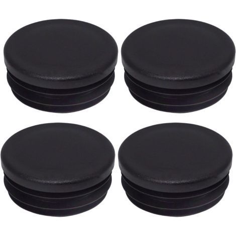 Lot de 4 Bouchon Tube Rond 50mm Plastique Noir RAL 9005 Pour Poteau Clôture (1/5)