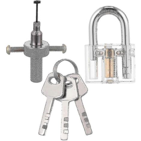 Un ensemble de cadenas à lame transparente avec disque de verrouillage, outils de crochetage et 3 clés. (1/5)