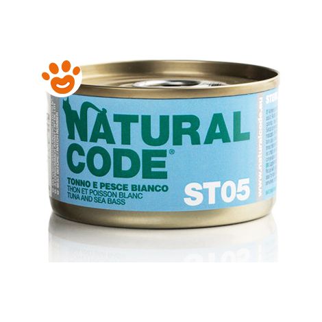 Natural Code Gatto Sterilizzato Lattina 85gr Tonno e Pesce Bianco