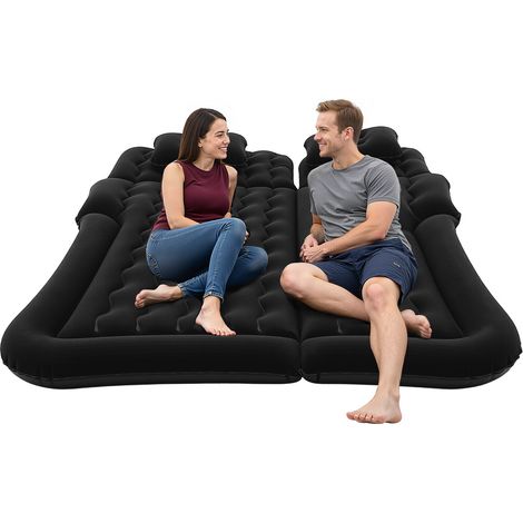 Matelas Gonflable Lit de Voiture Matelas pneumatique SUV avec Pompe à air et Oreillers pour Voyage, Camping, activités de Plein air (Noir) (1/5)