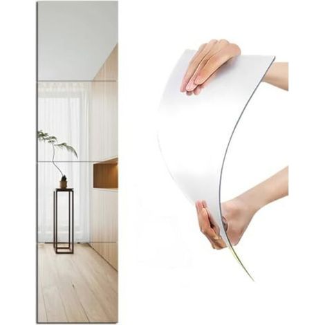 Autocollants miroir acrylique pour murs, 35 x 35 cm, miroirs muraux incassables, miroirs adhésifs, maquillage, maison, entraînement, salle de sport, couloir, carrelage (1/5)