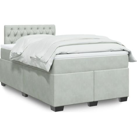 Boxspringbett mit Matratze Hellgrau 120x200 cm Samt (1/5)
