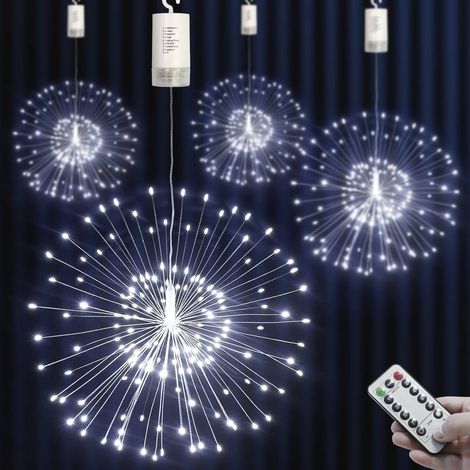 Guirlande lumineuse de Noël en forme de lierre (200 perles LED blanches), avec télécommande et suspension étoile scintillante à LED. (1/5)
