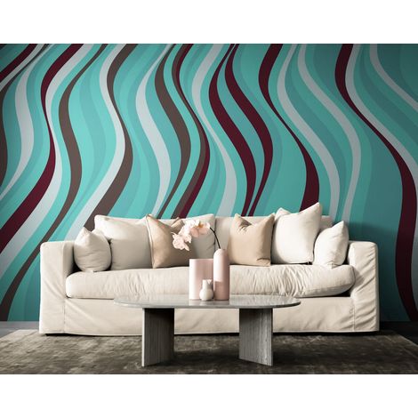 Papier Peint Art & Déco - Vagues Turquoise - 150 x 250 cm (1/2)