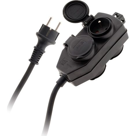 – Multiprise étanche 4 prises IP44 5m – Câble H07RN-F 3G 1,5mm² – Puissance max 3680W – Sécurité enfant