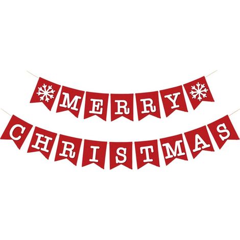 Bannière de Noël en ruban et tissu avec l'inscription « Joyeux Noël » (1/5)