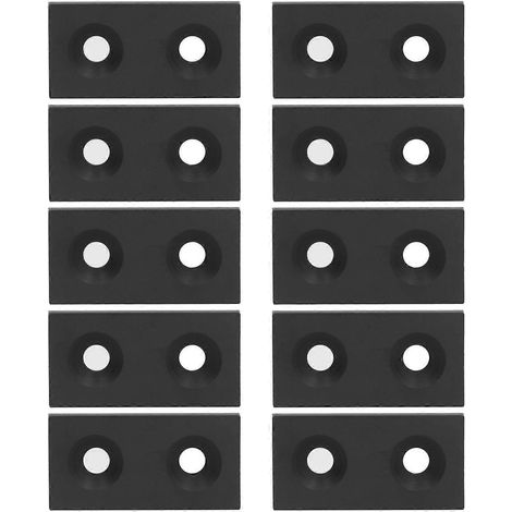 10 Stück Aluminium-Profil-Endkappen, Abdeckplatten aus Metalllegierung 3060 für lineare bewegliche Teile, Doppelbohrungen, Schwarz