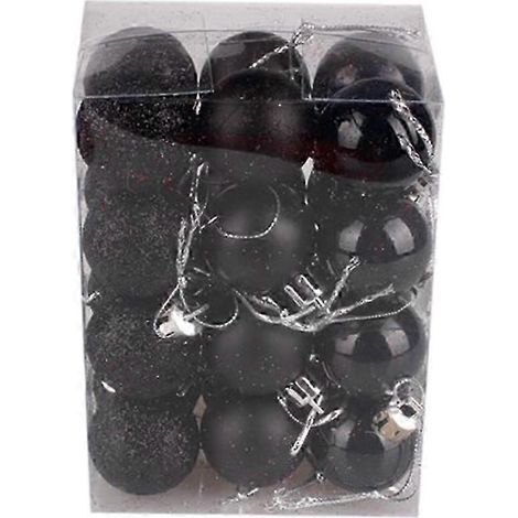 Boule de Noël noire de 3 cm à suspendre, décoration pour la maison et les fêtes (1/2)