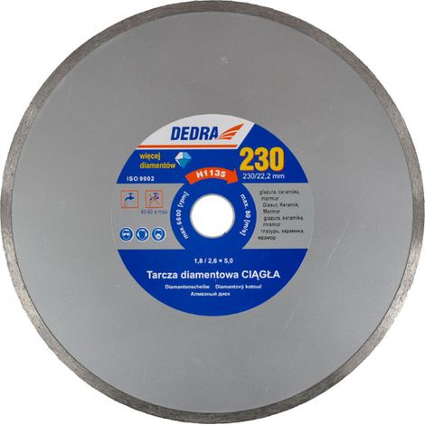 Disco de corte diamante Dedra h1134e 180mm húmedo continuo