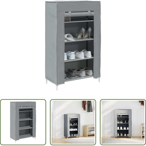 vidaXL Étagère chaussures - Meuble à chaussures gris 60,5x30x97 cm tissu non tissé (1/5)