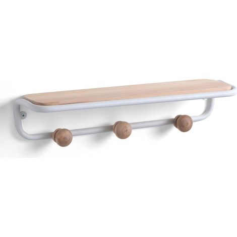 Estante de pared con perchero en acero y roble Oasis