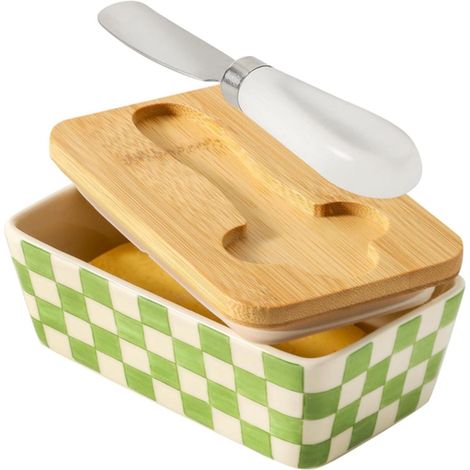 Piccolo sandwich con coperchio - burriera - burriera con coperchio - Piccolo sandwich - Contenitore per alimenti da cucina - Scatola per il burro con coltello - Scatola per formaggio in stile europeo (1/5)