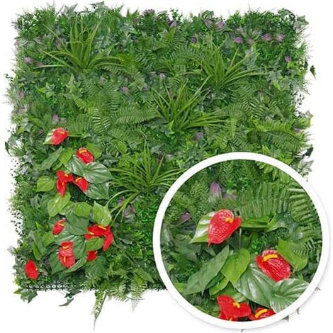Mur végétal artificiel Tropical 1m x 1m, Surface  3 m² (1/2)
