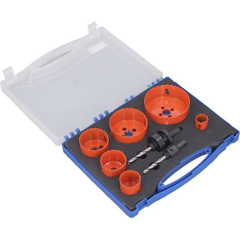 8-teiliges HSS-Lochsägen-Set in Orange, geringer Bohrwiderstand, Schneidwerkzeuge mit Aufbewahrungsbox aus Kunststoff (1/5)