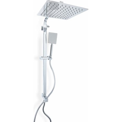Ensamble de douche carré chrome en acier inox mod. Zeus