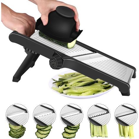 Mandoline Cuisine Coupe Legume Multifonctions - Mandoline Professionnelle Cuisine, Réglable en Acier Inoxydable, Réalisez des Tranches Épaisses de 1 à 9 mm, Mandoline Manuel (1/5)