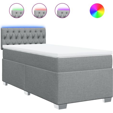 Maison Exclusive - Cama box spring con colchón tela gris claro 90