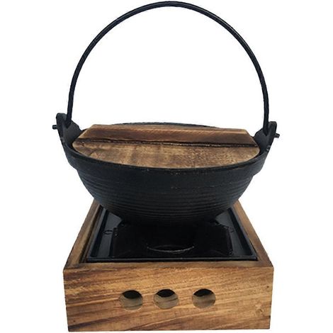 Sukiyaki, marmite japonaise suspendue en fer avec support, idéale pour une utilisation en cuisine. (1/5)