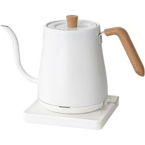 Bouilloire électrique, Bouilloire pour le café et le thé 800ml 1200 W, Acier inoxydable，grain de bois blanc (1/4)