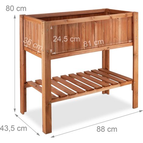 Jardinera de almacenamiento para huerto con patas 4 patas de madera de abeto 88 cm 130002307 (1/3)
