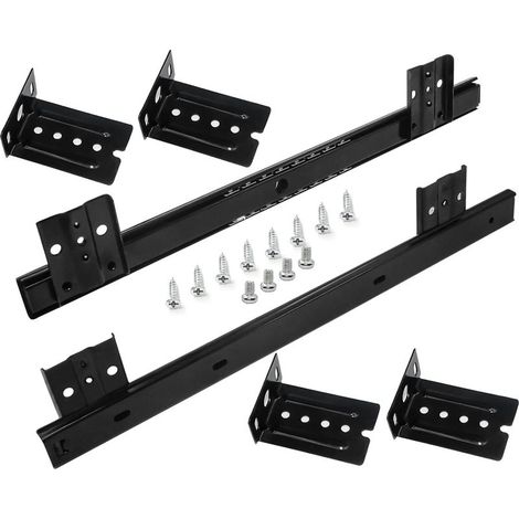 Glissières pour Tiroirs Coulisse Tiroir 350mm Coulisse a Bille pour Plateau Coulissant Clavier (1 paire) Noir (1/5)