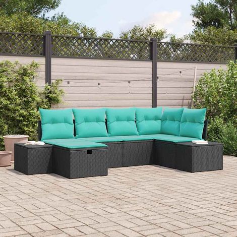 Teenpull – Gartensofa-set 6 Stk. Schwarz Poly-Rattan (1/5)