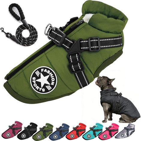 1 Manteau Chien 3en1 Imperméable Harnais Intégré Bandes Réfléchissantes Polyester Grand Chien (1/5)