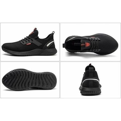 Chaussures de sécurité,Baskets de Sécurité Hommes Chaussures de Sécurité Femmes Baskets à Embout en Acier Chaussures de Travail de Protection Industrielle, Noir EU 39 (1/4)
