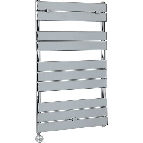 Milano Lustro Electric Chrome Flat Panel Heated Towel Rail Radiator with Thermostatic Heating Element - 1000mm x 450mm (1/4)