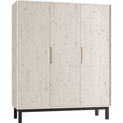 Armadio 3 ante Country marrone sbiancato 180cm