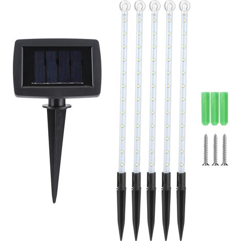 125 tubes lumineux solaires à LED pour allée, pelouse, terrasse, décoration paysagère, lampes à piquer pour jardin (1/5)