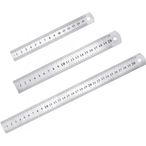 Règle précision Droite en Kit cm6'' 20cm8''30cm12'' Réglet en Inox 3 pcs 15 cm 20cm 30cm Acier Inoxydable Métal Argent (1/5)
