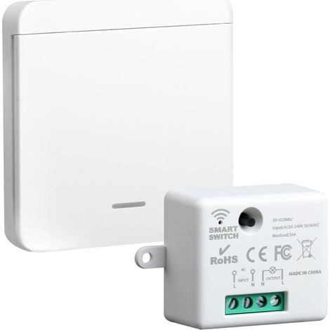 433-MHz-Funkschalter-Set mit 10-A-Empfänger, Funk-Lichtschalter-Fernbedienungsset mit Sender und Controller für Smart Home (1/5)