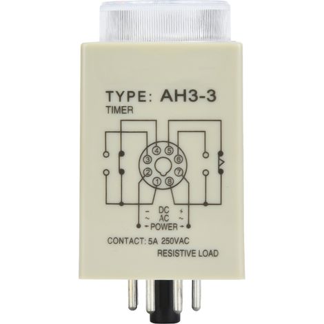 Relais temporisé AH3-3, type électronique, temporisateur de déclenchement réglable, 8 broches, 3S (DC24V) (1/5)