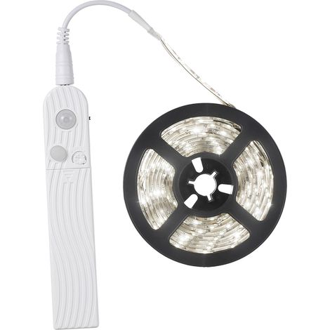 Bandeau LED 2 mètres 120 LEDs DC5-6V 3W lampe meuble alimentée piles AAA 4x ou port USB capteur présence PIR infrarouge technologie induction corps humain commande lumière sensible 3 modes éclairage (1/2)